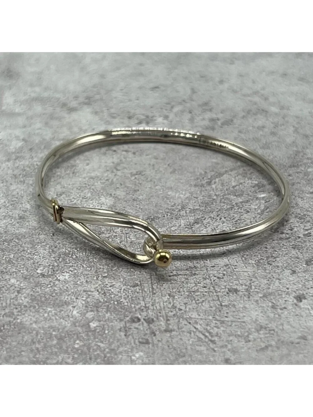 Tiffany & Co Hook and Eye Bangle Silver YG Vintage Bracelet